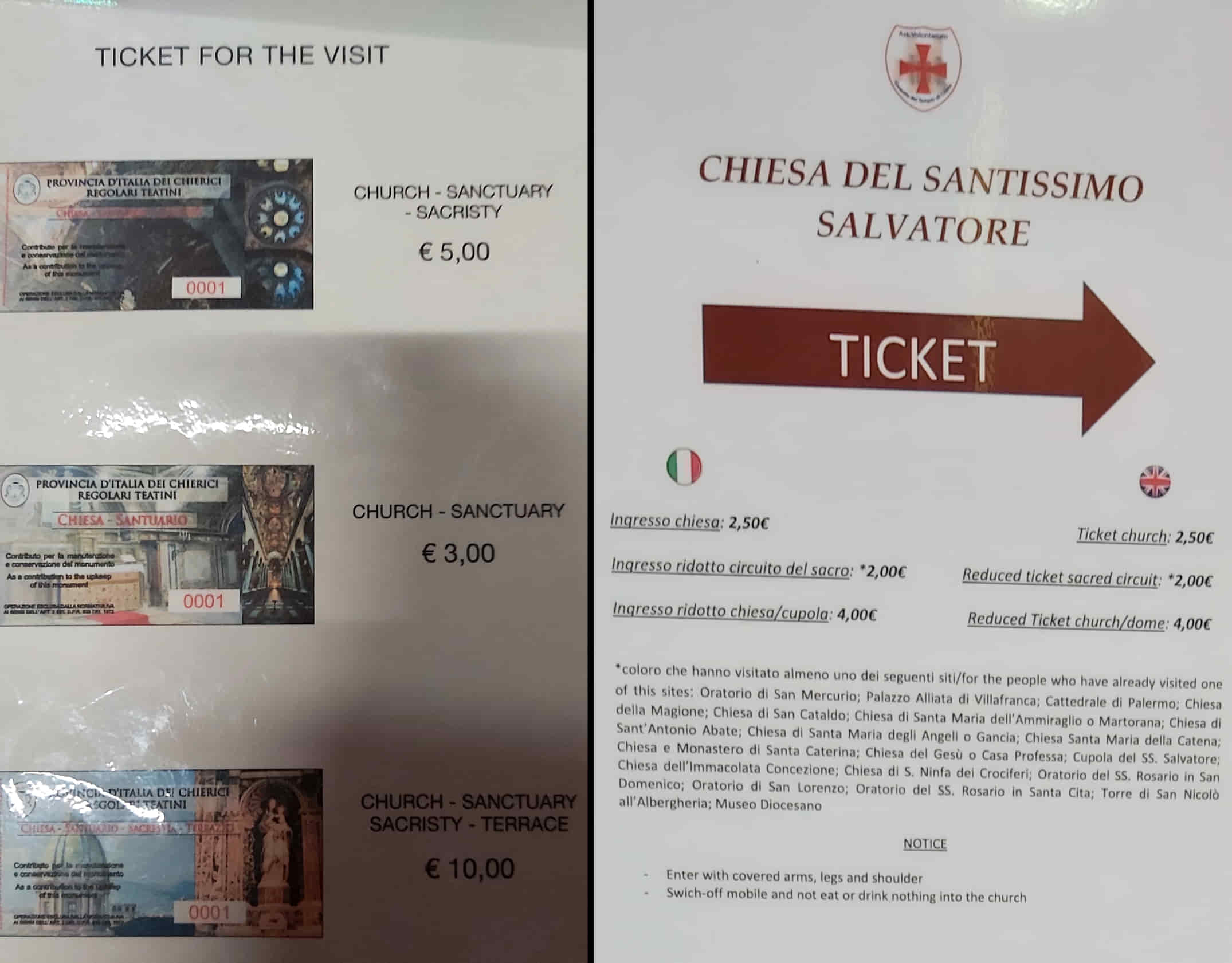 Santissimo Salvatore - Horarios y Precios